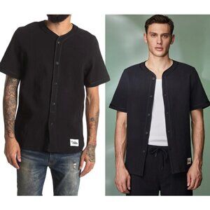 OVADIA textured cotton baseball shirt sz M